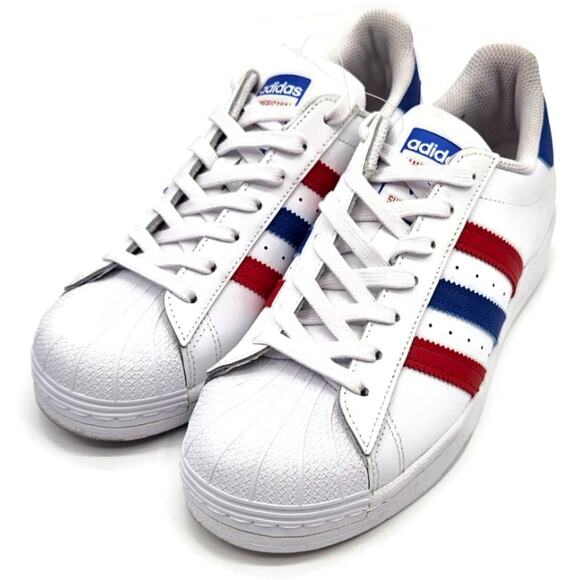 Adidas Superstar White Red Blue Stripe Shoes Ladies Size 9 Shell Toe AC7162 - Picture 5 of 16